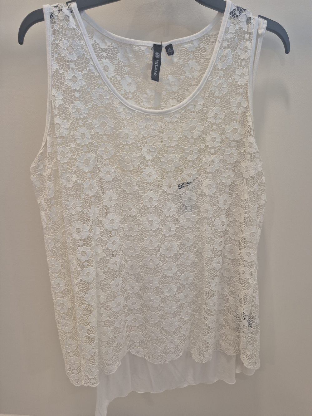 Milano White Floral Lace 2 Piece Sleeveless Tank
